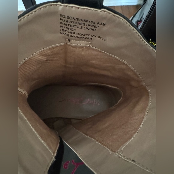 Betsey Johnson Edison Black Rhinestone Star Women's Boots  Size 8.5 - Picture 9 of 10